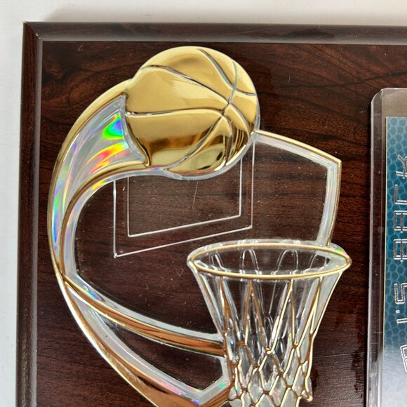 Vtg Michael Jordan Wood and Acrylic Plaque Card Holder Includes Card - Picture 4 of 7